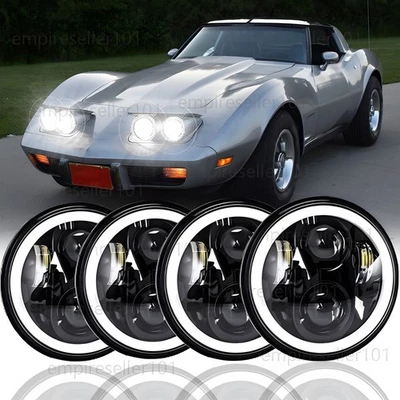 4 peças 5,75" 5-3/4" faróis de LED redondos Hi/Lo DRL para Chevy Corvette C3 1968-1982 - Imagem 1 de 4