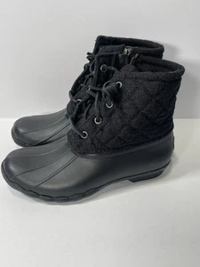 Women’s Sperry STS97561F Saltwater Quilted Wool Duck Boot Black W-6M - Picture 1 of 8