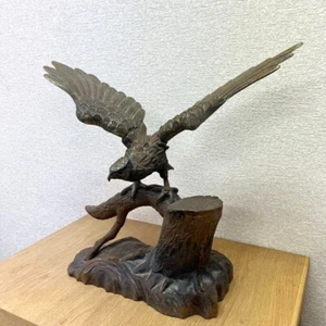 Vintage Japanese Metal Figurine Large Hawk with Tree Ornament Retro From Japan - Picture 1 of 10