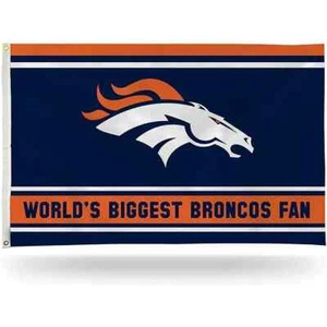 Denver Broncos Worlds Biggest Broncos Fan Flag 3ft x 5ft mancave garage basement - Picture 1 of 1