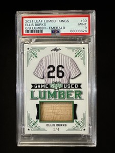 2021 Leaf Lumber Kings #30 - Ellis Burks - Game Used Lumber Emerald, #1/4 PSA 9