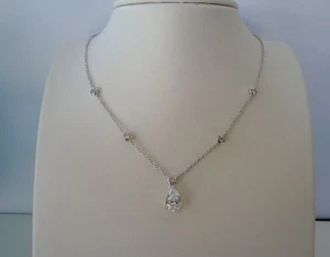 COLLAR COLGANTE DE PLATA ESTERLINA 925 DISEÑADORES CON DIAMANTES CREADOS EN LABORATORIO DE 3,50 QUILATES - Imagen 1 de 8