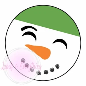 Snowman Round Face Christmas Round Smile Stickers Labels Seals Gift Tags Xmas - Picture 1 of 1