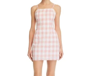 $188 Aqua Dresses Women Pink White Gingham Tie-Back Sheath A-Line Dress Size S - Picture 1 of 2