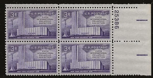 US Scott #1076, Plate Block #25386 1956 FIPEX 3c FVF MNH Upper Right - Picture 1 of 1