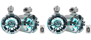 4) Rockville WB65KLED 6.5" 600w LED Marine Metal Wakeboard Swivel Tower Speakers - Picture 1 of 11
