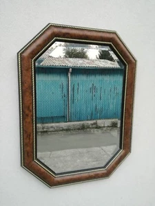 Mirror Bevelled Mirror Octagon Briar And Gold 87 X 65 CM - Picture 1 of 7