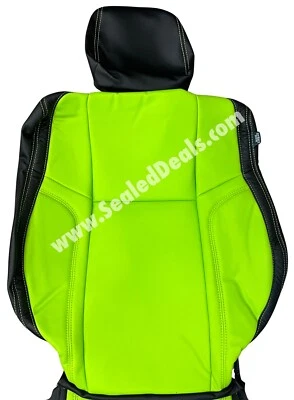 Black & Sublime Lime Green Leather Seat Covers for 2015-23 Dodge Challenger - Image 1 of 4
