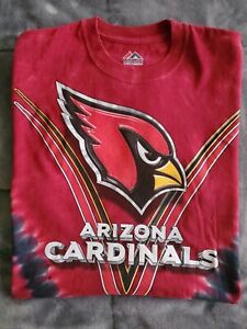 NEW Arizona Cardinals Front Helmet Back Tye-Dye Majestic T-Shirt SZ S 