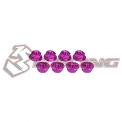 3RACING 3RAC-NS40 4mm Aluminium Locknut Serrated 8pcs 1/10 RC EP FFEVO M4 CAR - Image 1 of 4