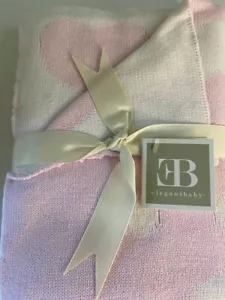 Elegant Baby Blanket PINK WHITE HEARTS Brand New 30" X 40" Soft NEW reversible - Picture 1 of 2
