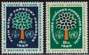 UN 1960 SC# 81 - 82 - Tree - FAO and UN Emblems - M-LH Lot # 12 - Picture 1 of 2