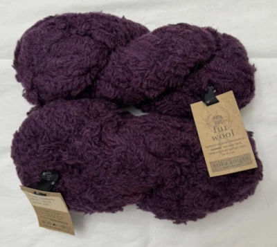 ERIKA KNIGHT Fur Wool Maxi Wool Jumbo/Super Bulky British Single Skein MULBERRY