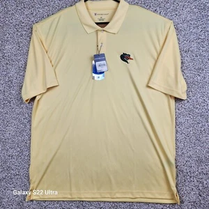 Official Oxford Golf Mens Shirt XXL Yellow Short Sleeve College Polo Licensed - Picture 1 of 10