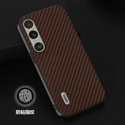 Para Sony Xperia 1 VI, Lujo Antigolpes Fibra de Carbono Rígida PC Delgada Estuche Cubierta Foto 1 de 4