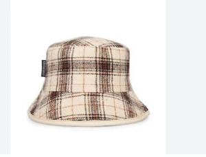 STEVE MADDEN reversible women's bucket hat -Plaid to faux-leather - CREAM - Picture 1 of 3