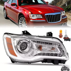 For Chrysler 300 11-23 LED DRL Projector Headlight Chrome Right Passenger Side - Picture 1 of 19