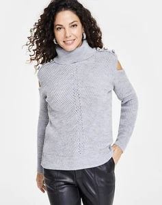 INC International Concepts Women's Turtleneck Cold-Shoulder Sweater Size M - Picture 1 of 1