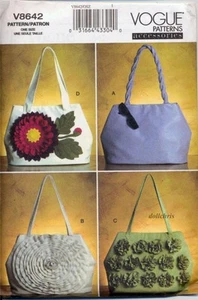 Vogue Pattern 8642 Accessories 4 Handbags Purses Factory Folded Uncut 2010 - Picture 1 of 2