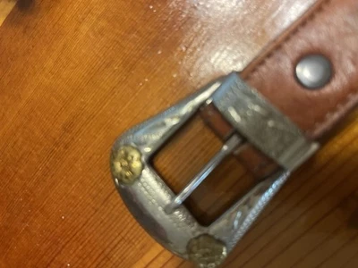 Vintage Justin Belt Women’s 30 German Silver Buckle Cowgirl Decorative Made USA - Image 1 of 4