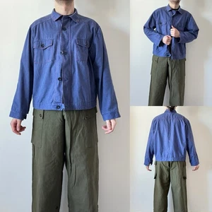 Sowjetische Vintage französische Arbeitskleidung Radfahrer verwaschen blau Utility Arbeit Hausarbeit Jacke M-L - Bild 1 von 5