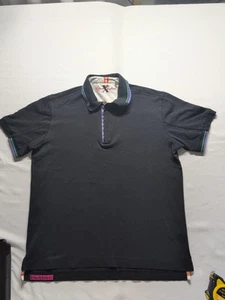Robert Graham Kurzarm Quarter Zip Poloshirt Herren L schwarz mit lila/grün - Bild 1 von 12