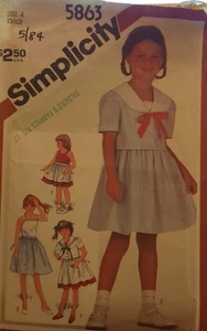 SIMPLICITY Sewing Pattern #5863 GIRLS' DRESS & UNLINED JACKET size 4 UC/FF - Picture 1 of 17