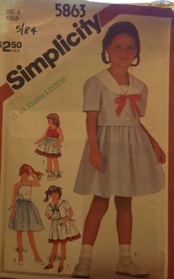 SIMPLICITY Sewing Pattern #5863 GIRLS' DRESS & UNLINED JACKET size 4 UC/FF - Image 1 of 4