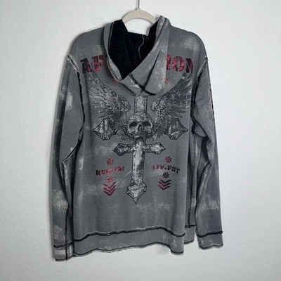 Chaqueta Suéter Affliction Vintage Reversible Para Hombre XL Raro Cremallera Completa C1 Foto 1 de 4