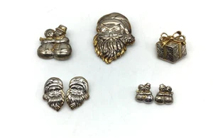 Konvolut Vintage beste Weihnachten Ohrringe Pin Anhänger gold & silberfarben Schmuck - Bild 1 von 8