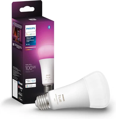 Smart 100W A21 LED Bulb - White and Color Ambiance Color-Changing Light - 1 Pack - Image 1 of 4