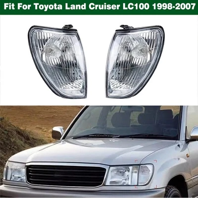 Par de luces de esquina delanteras transparentes aptas para Toyota Land Cruiser LC100 1998-2007 Foto 1 de 4