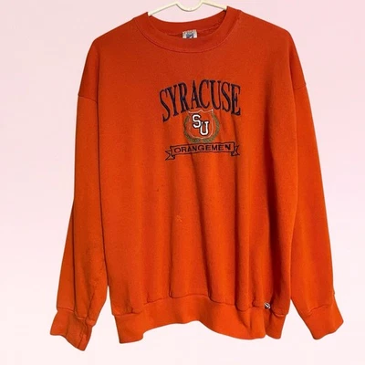 Sudadera vintage años 80 90 Syracuse University Orangemen cuello redondo logotipo L 7 defectos Foto 1 de 4