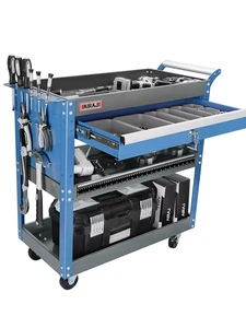 Carrello Portautensili 3 Livelli Ruote 200 Kg Garage Officina Blu - Foto 1 di 7