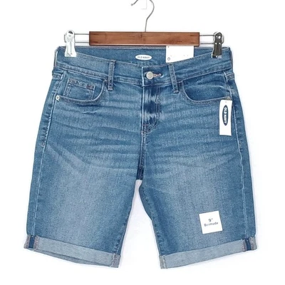 $24 Old Navy Mujer Bermuda Puños Pantalones Cortos Talla 0 Elástico Slim Denim Azul Claro Foto 1 de 4