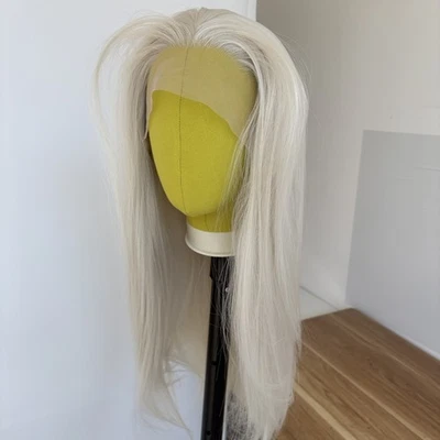 Long Straight Lace Frontal Wig Bleach blonde Synthetic Hair Heat Resistant - Image 1 of 4