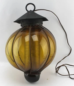 SCHÖN! Vintage Retro Swag Lampe Bernstein alt handgefertigt Unikat - Bild 1 von 3