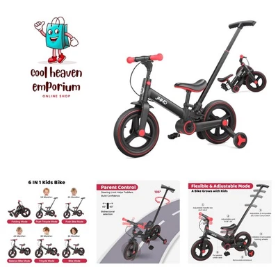 Toddler Bike with Push Handle for Kids 18-60 , 6 in 1 Foldable Push Bike with... - Image 1 of 4