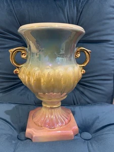 Vintage Large Mingay Rainbow Lustreware Potter Urn Handled Vase 26cm High - Picture 1 of 11