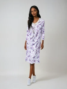 Pretty Women Long sleeve 100% Cotton Nightgown Pajama Wear Sleepwear Cozy Lounge - Picture 1 of 12