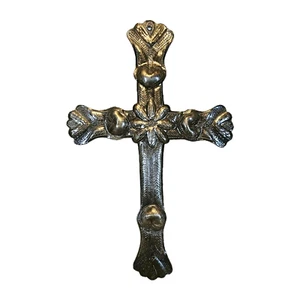Handcrafted Haitian Folk Art Blooming Flower Cross Metal Wall Art 9" - Picture 1 of 4