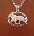 Large Sterling Silver Australian Cattle Dog Moving Study On A Oval Frame Pendant