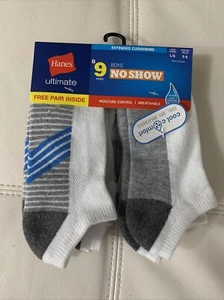9 PAIR Hanes Socks Extreme Cool Confort  Boy Size Large 3-9 White - Picture 1 of 2