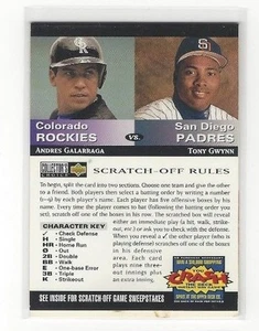 1994 Collectors Choice Baseball You Crash The Game Andres Galarraga/Tony Gwynn - Imagen 1 de 2