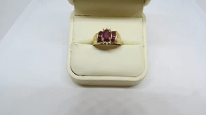 WOMENS 14K YELLOW GOLD RUBY RING WITH SM RUBIES & SM DIAMONDS 3.3 GR SZ 6-3/8 - Picture 1 of 7