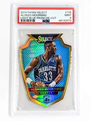 2014-15 Panini Select Light Blue Die-Cut Prizm #176 Alonzo Mourning /199 PSA 9 - Image 1 of 2