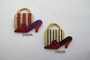 #2469 PARCHE DE APLIQUE DE ZAPATOS DE TACÓN ALTO PARA DAMA DE COMPRAS, BOLSO DE ORO, TACÓN ALTO - Imagen 1 de 3