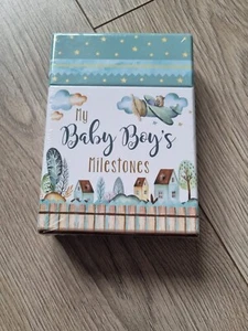 Newborn 1st Year My BABY BOY Blue Milestone Cards, Keepsake & Baby Announcement - Picture 1 of 3
