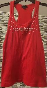 90s AUTHENTIC VINTAGE BEBE CRYSTAL LOGO RACERBACK TANK Gently Worn FREE SHIPPING - Picture 1 of 3