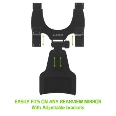 Cellet Car Rear View Mirror Phone Mount Cradle BLACK - Image 1 of 2